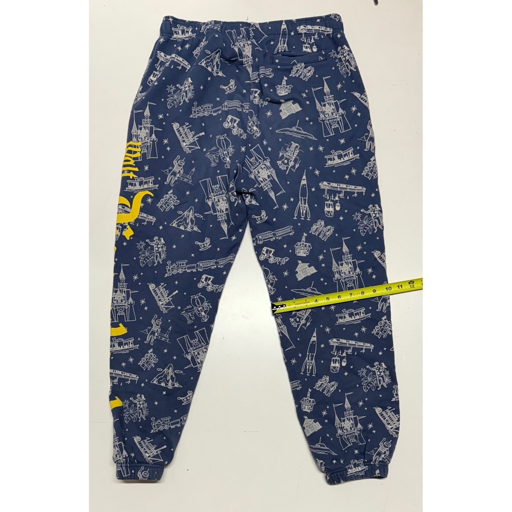 Disney 100th Anniversary Disneyland AOP Pants Joggers Sweats Navy Yellow Adult M - Picture 3 of 5
